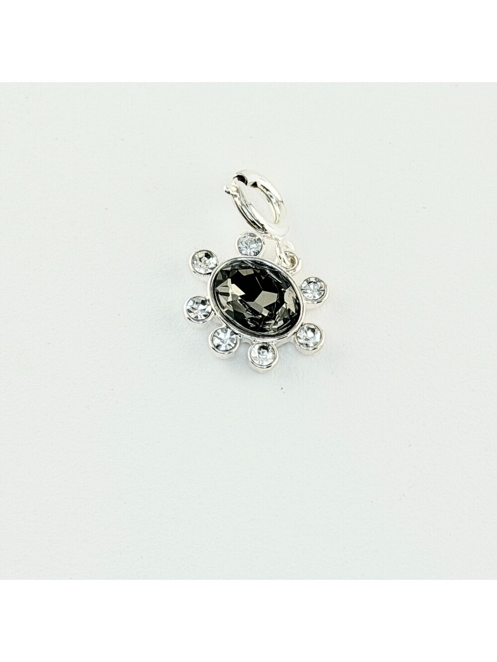 Bomb Party Charm - Smoky Quartz on Silver Plating